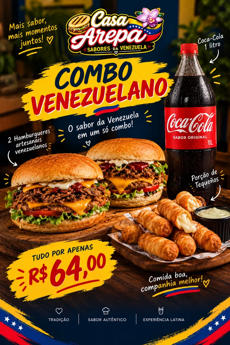 Combo Hambúrguer Venezuelano